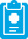 Blue icon of medical clipboard.